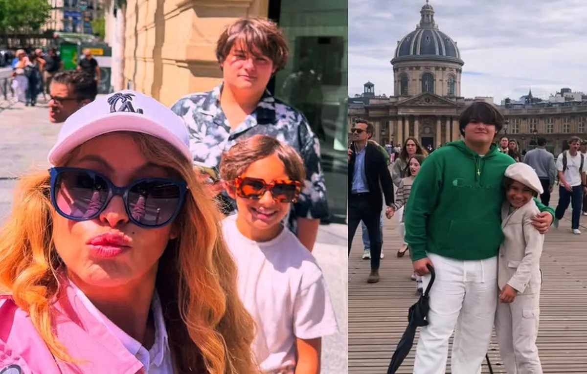 Paulina Rubio pasea con sus hijos Andrea y Eros